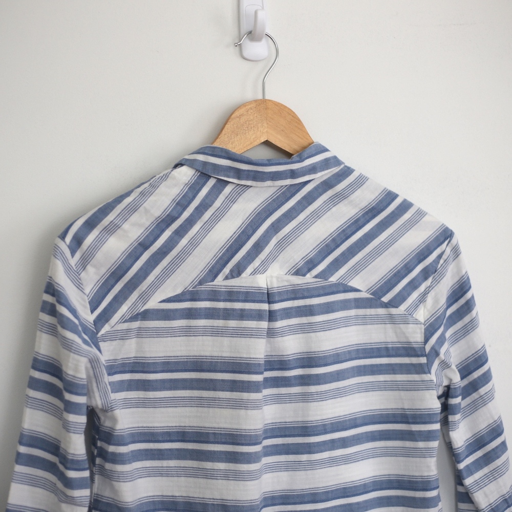 A New Day Striped Button Up Blue Blouse - Picture 3 of 8